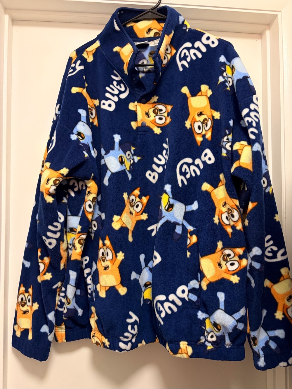 Bluey Navy Fleece Pullover - Navy with Yellow & Light Blue Characters